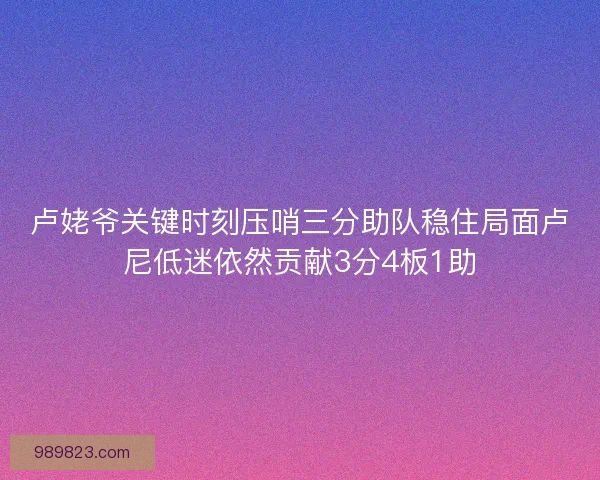 卢姥爷关键时刻压哨三分助队稳住局面卢尼低迷依然贡献3分4板1助